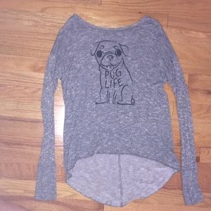 Bethany Mota “Pug Life” Gray Long Sleeve Shirt